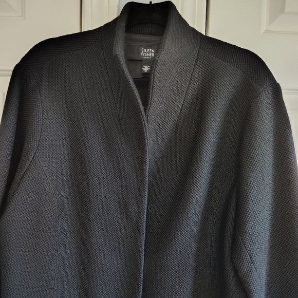 Eileen Fisher Black Honeycomb Textured Jacket 1X - Picture 7 of 15